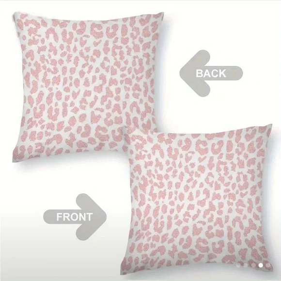 2 Pack Pink Leopard Print Accent Pillow Covers Only (Please see all pictures) - Picture 3 of 9